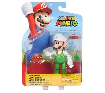 Figura 4" Super Mario Luigi com Bola de Fogo 4200 - Sunny