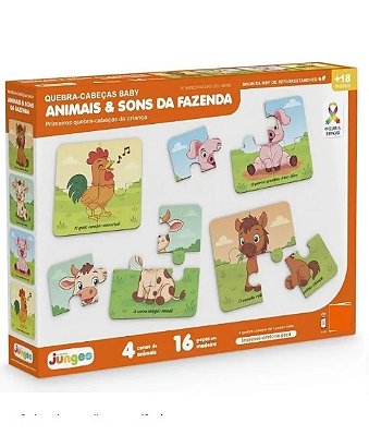 Quebra-Cabeça Baby Animais e Sons da Fazenda 791 - Junges