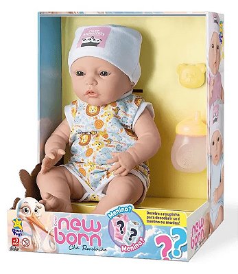 Boneca New Born Chá Revelação 8414 - Divertoys