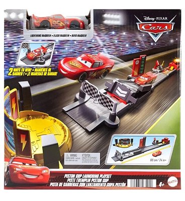 Pista Cars Copa Pistão lança e Ganha McQueen Carros JDJ02 - Mattel