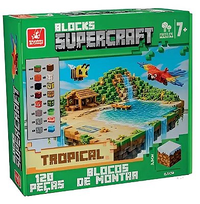 Blocks Blocos de Montar Supercraft Tropical 120 Peças 8039 - Brincadeira de Criança