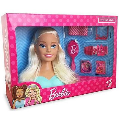 Boneca Barbie Styling Head Fala Frases Cartela De Maquiagem