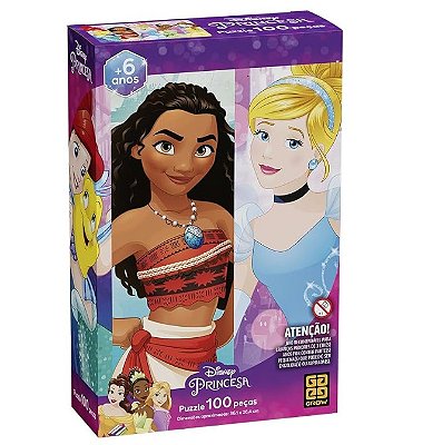 Quebra Cabeça Princesas Disney Puzzle 100 Peças 3586 - Grow