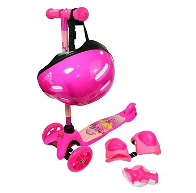 Patinete Skatenet Aventura Rosa com Kit de Proteção 1455 - Unitoys