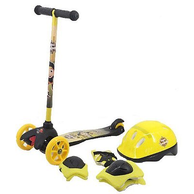 Patinete Skatenet Aventura Amarelo com Kit de Proteção 1455 - Unitoys