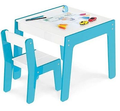Conjunto Mesa + Cadeira Infantil Azul 991 - Junges