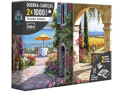 Conjunto 2 Quebra-Cabeças 1000 Peças Recantos Italianos Toscana e Vinhas Italianas 2667 - Toyster