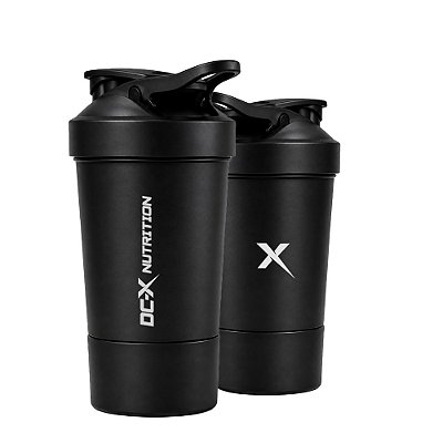 Coqueteleira 2 em 1 Preta DCX Nutrition com Compartimento