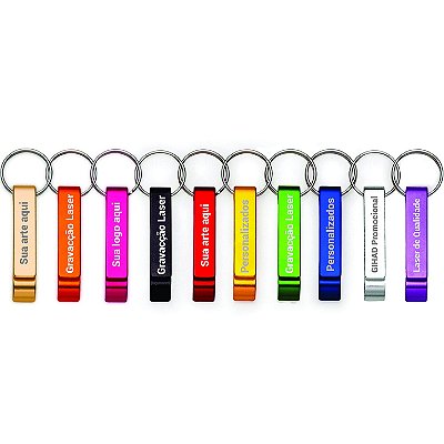 Kit 50 Chaveiros Abridor Metal Personalizado Laser Presentes