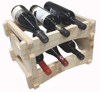 SUPORTE de MADEIRA EMPILHAVEL MODULAR para Garrafas Vinho  - Adega - 6 Garrafas