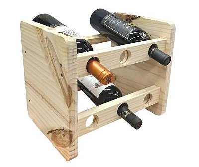 Suporte para Garrafas Vinho - ADEGA em MADEIRA  - Compacta -  6 Garrafas