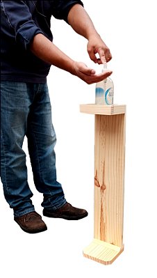 Apoio Suporte Totem Rack para Frasco Álcool Gel em Madeira