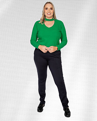 Blusa choker de malha canelada confort  - Ref 73.21