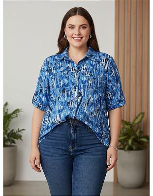 Camisa de Chiffon Estampada - Ref 52.11