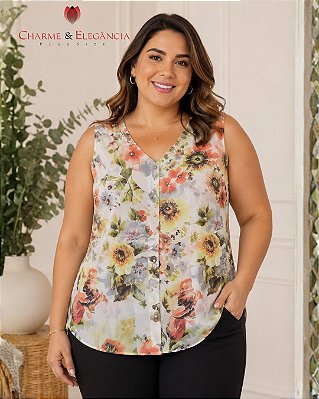 Blusa Estampada de Chiffon - Ref 52.42