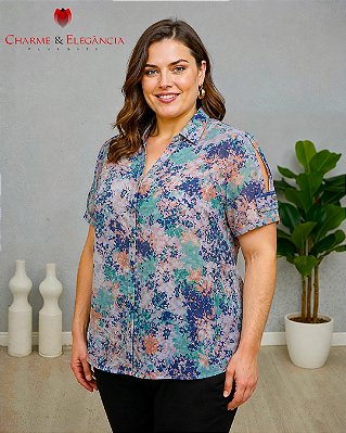Camisa Listrada em Chiffon - Ref 52.45