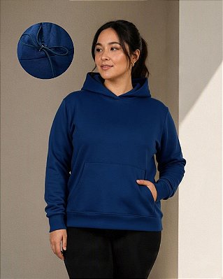 Blusão feminino canguru de moletom três cabos Ref 77.47