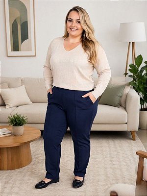Calça Feminina de Malha Body Fit (perna reta) - Ref 77.104