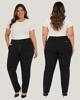 Calça Tradicional com Bolso Faca, de Malha Body Fit 3D Thermo - Ref 77.105