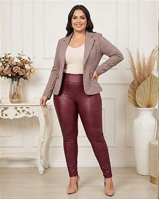 Calça Legging com Bolsos Traseiros, Malha Cirré Peluciado - Ref 77.112