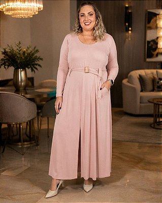 Vestido Longo Feminino de Viscocrepe com Cinto - Ref 77.300