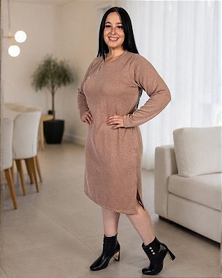 Vestido Midi Fem. de Malha Marajó com Abertura na Lateral - Ref 77.302