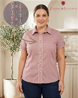 Camisa Básica de Tricoline com Elastano- Ref 53.04