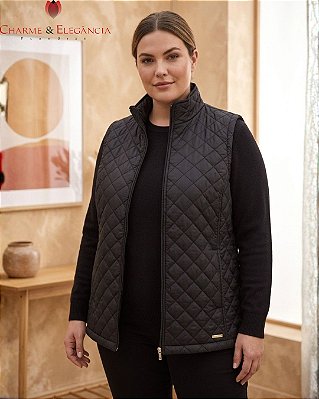 Colete Feminino de Matelassê Dublado com Pelo - Ref. 73.421