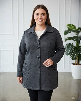 Casaco feminino de moletom três cabos com gola redonda Ref 67.401