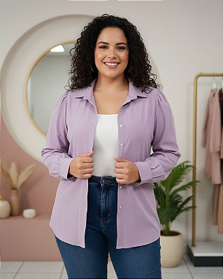 Camisa Feminina Manga Longa De Tricoline Poplin Manga Bufante - Ref 73.204