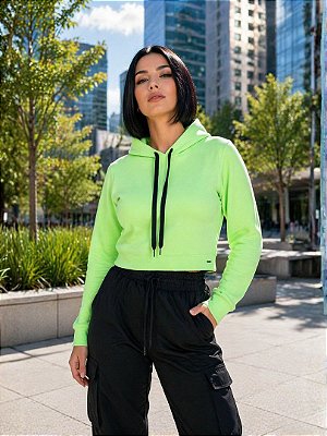 Blusão Feminino Cropped De Moletom Freece Três Cabos Ref 69.07
