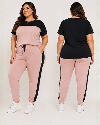 Conjunto Feminino De Moletinho Soft com Duas Cores - Ref 00.24