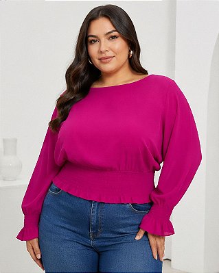 Blusa Feminina De Tecido Poli Linho Sarjado Com Manga Princesa Ref 75.23