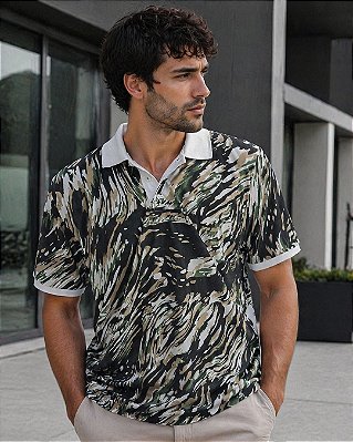 Camiseta Pólo Masculina Manga Curta Tradicional Camuflada Ref 31.01