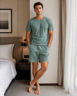 Conjunto de Pijama Masculino Curto de Malha Liganete - Ref 35.901