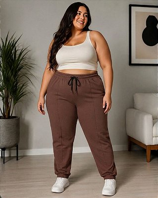 Calça Feminina De Moletom Três Cabos, Perna Reta Ref 77.139