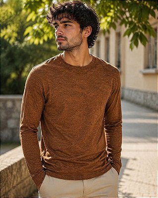 Blusa Suéter Masculina de Lanzinha com Gola Careca - Ref 38.01