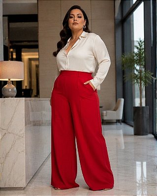 Calça Feminina Wide Leg de Tecido Air Flow - Ref 74.137