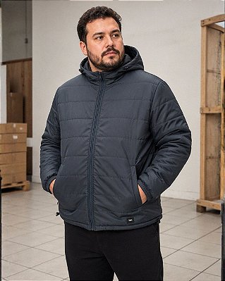 Jaqueta Masculina Imperméavel com Capuz, Forro de Fibra - Ref 38.412