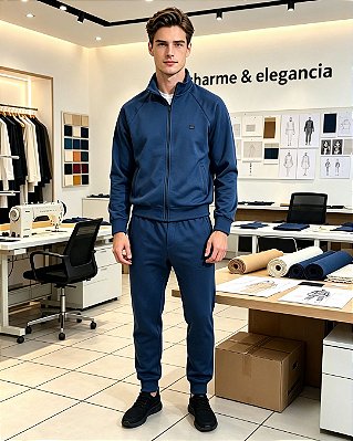 Conjunto Masculino de Malha Double com Jaqueta Gola - Ref 38.700
