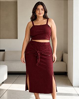 Conjunto Feminino de Malha Canelada - Ref 72.701