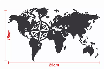 Adesivo Moto Mapa Mundi Rosa Dos Ventos 25cm