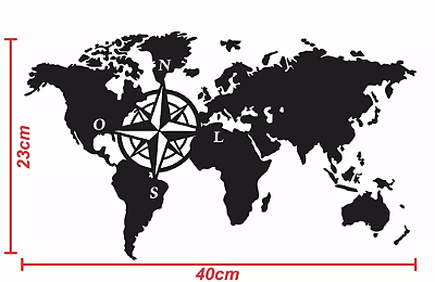 Adesivo Moto Mapa Múndi Rosa Dos Ventos 40cm