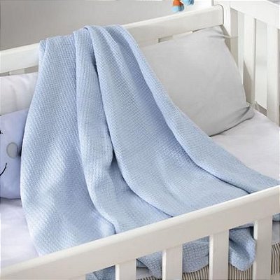 Cobertor de Algodão Premium Ninho Azul 90 x 1,10 m
