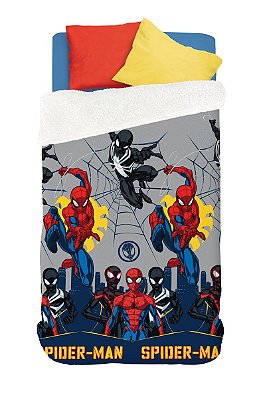 Coberdom Infantil Fleece Solteiro  Sherpa Spider Man 1,50 x 2,00 m