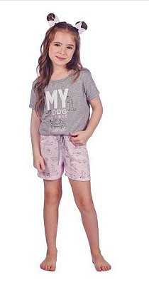 Pijama Dog Friend Infantil Mescla Cinza