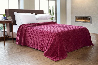 Cobertor Relevo Solteiro Treliça Vinho 1,50 m x 2,20 m Com 1 peça