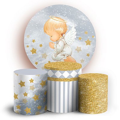 KIT Redondo e Trio - Batismo Anjinho - Sublimado 3D