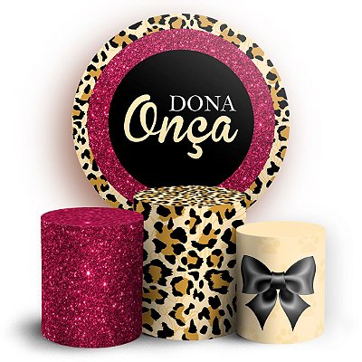 KIT Redondo e Trio - Glitter Onça  - Sublimado 3D