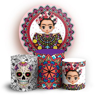 KIT Redondo e Trio - Frida Kahlo  - Sublimado 3D